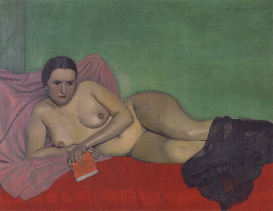 Nude holding a book